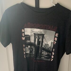Aeropostale Charcoal Graphic Tee with Red and White Accents